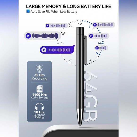 NIB Voice Recording Pen 64GB - Picture 2 of 10